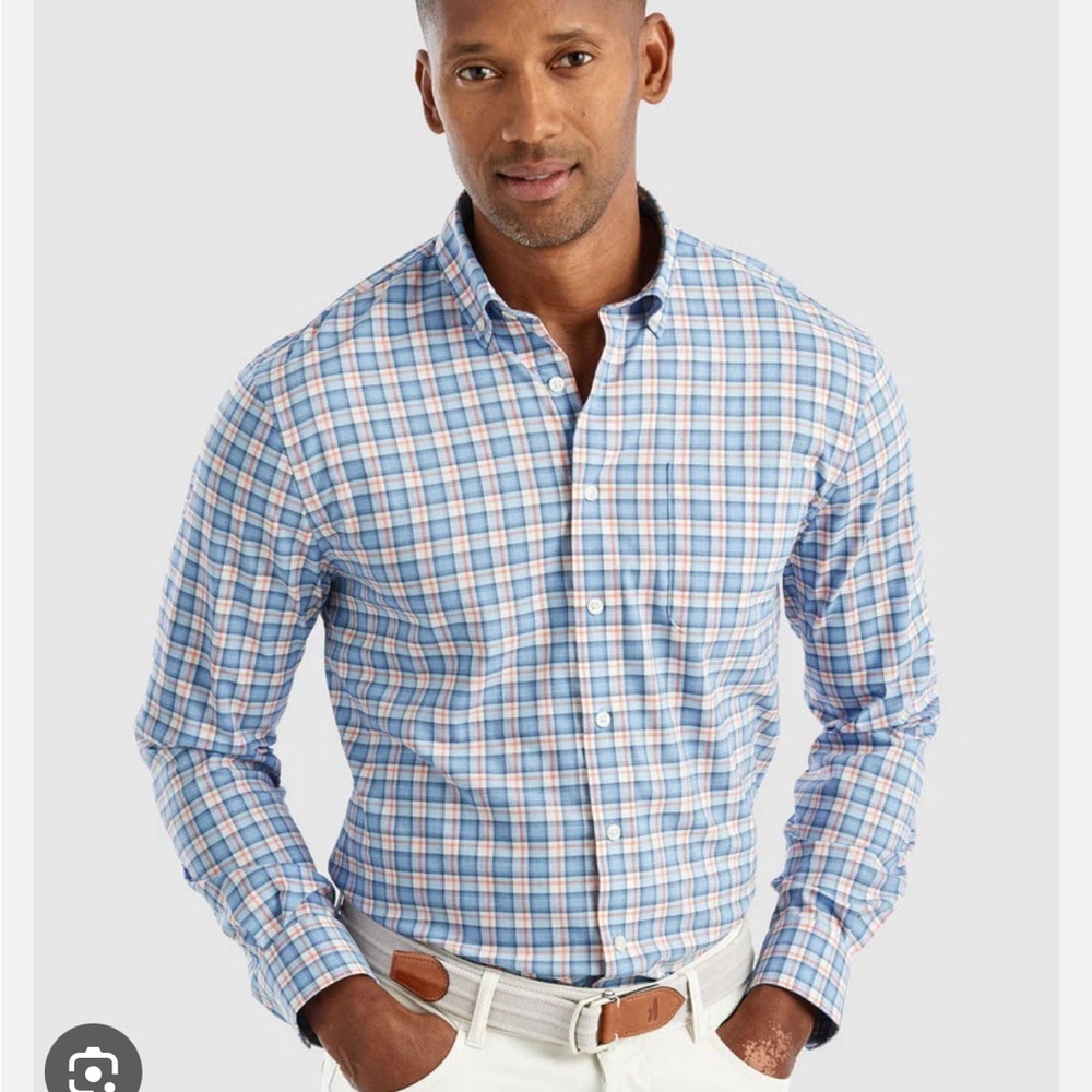 Johnnie-o button up Lenoir PREP-formance Men's Plaid Shirt performance Sz L